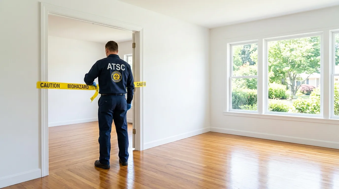 Certified biohazard cleanup crew performing Trauma Scene Cleanup in Elsa